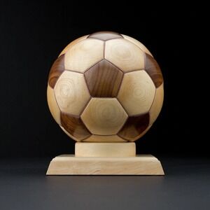 New‎ 8" Wooden Soccer Ball & Trophy Display Stand Coach Sport Fan Gift Wood Art